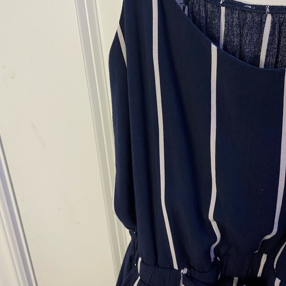 Navy and White Striped Romper - Picture 2 of 4